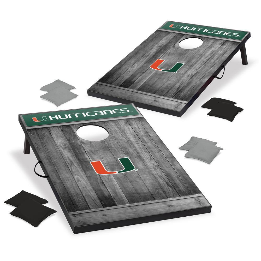 Wild Sports Miami Hurricanes 24 in. W x 36 in. L Cornhole Bag Toss 1-16023-GW676WD