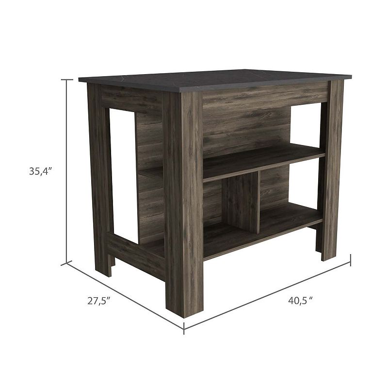 DEPOT E-SHOP Delos Kitchen Island， Four Legs， Three Shelves， Dark Brown / Onix