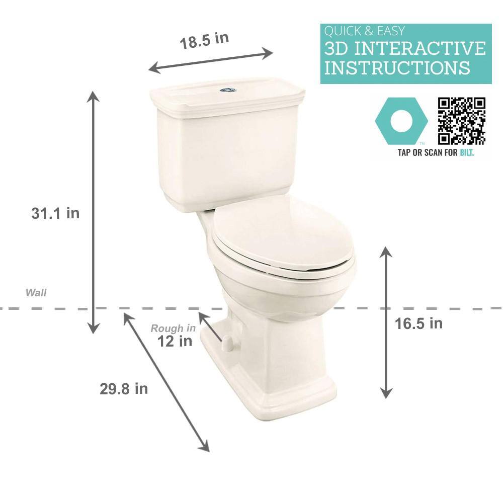 Glacier Bay 2-piece 1.0 GPF1.28 GPF High Efficiency Dual Flush Elongated Toilet in Bone N2430E-BNE