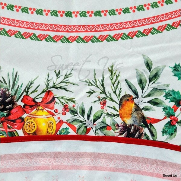 Wipeable Spill Resistant French Acrylic Coated Christmas Tablecloth - White