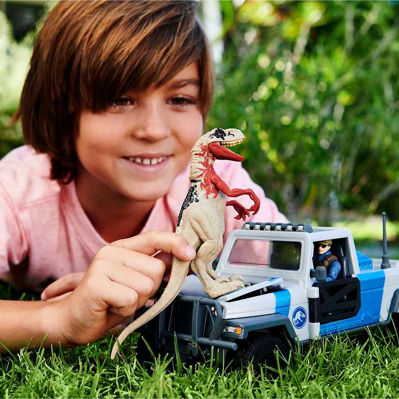 Mattel Jurassic World Smashable Truck With Atrociraptor Dinosaur and Human Figures