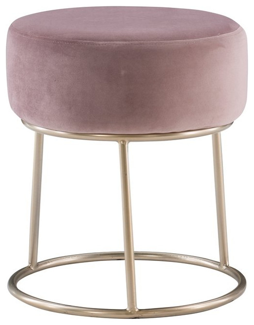 Riverbay Furniture Metal Accent Vanity Stool in Pink   Contemporary   Vanity Stools And Benches   by Homesquare  Houzz