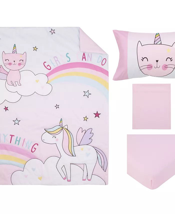 NoJo The Caticorn Girl Power 4 Piece Toddler Bedding Set