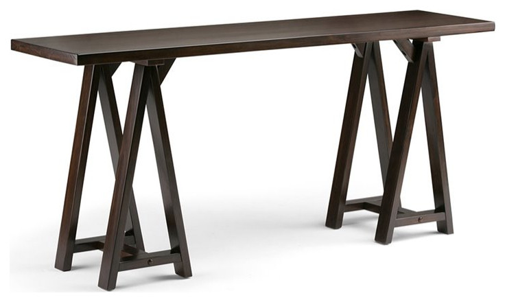 Simpli Home Sawhorse Console Table in Dark Chestnut Brown   Transitional   Console Tables   by Homesquare  Houzz