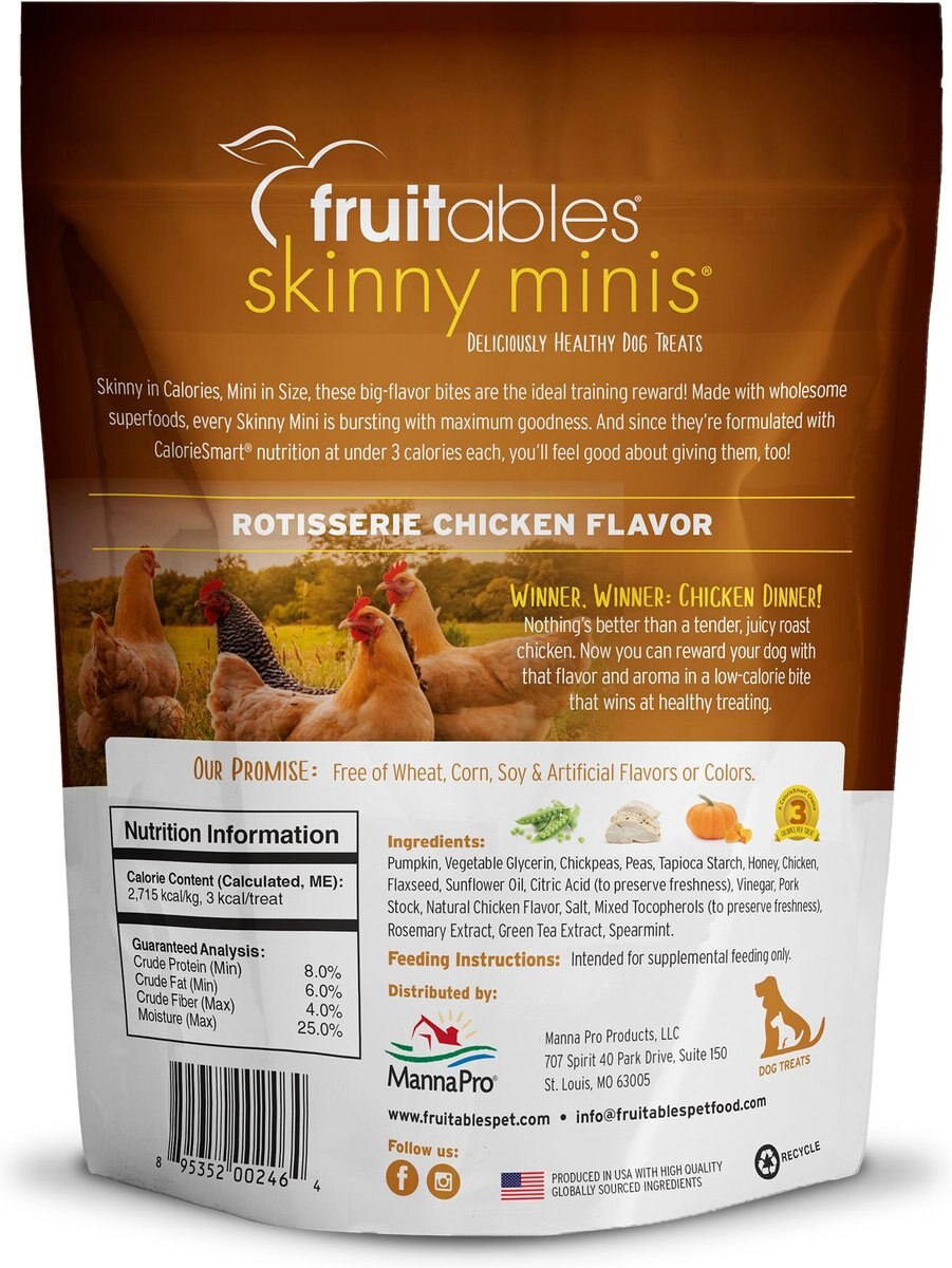 Fruitables Skinny Minis Rotisserie Chicken Flavor Soft and Chewy Dog Treats