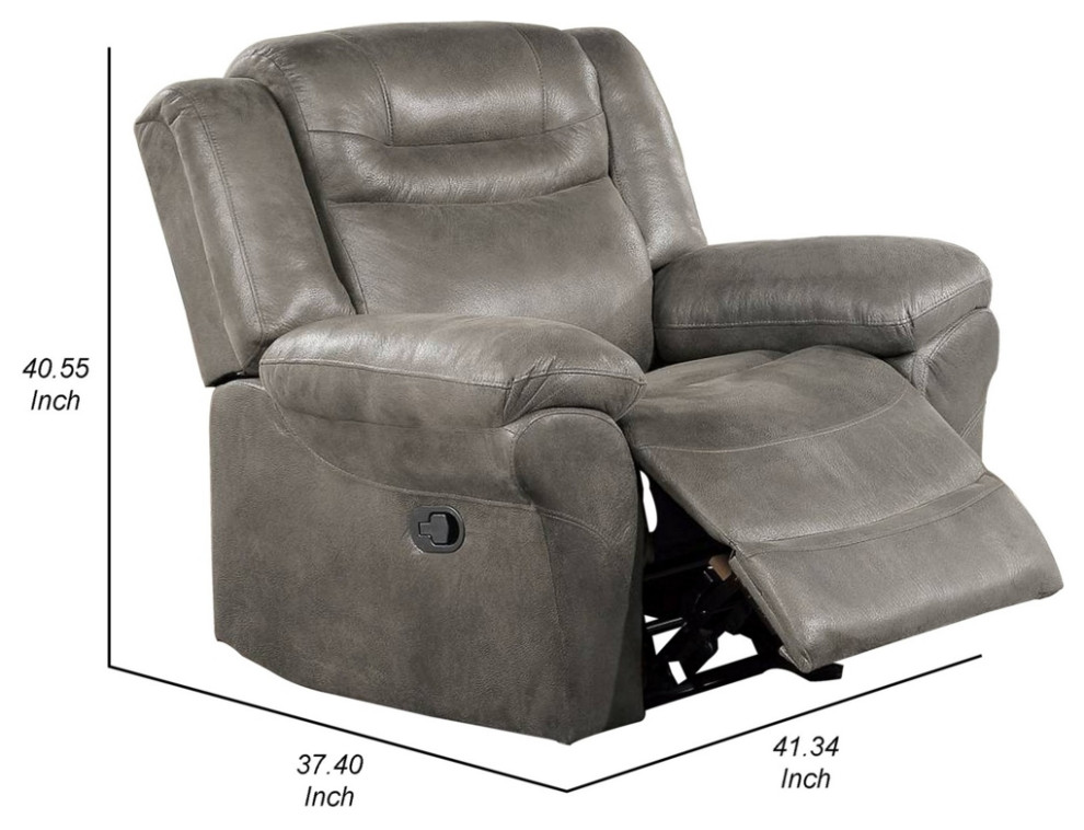 Betty 41 Inch Power Recliner Chair Pull Tab Mechanism Smooth Gray Leather   Contemporary   Recliner Chairs   by Dot  ampBo  Houzz