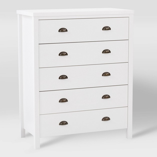 Boston 5 Drawer Dresser White Corliving