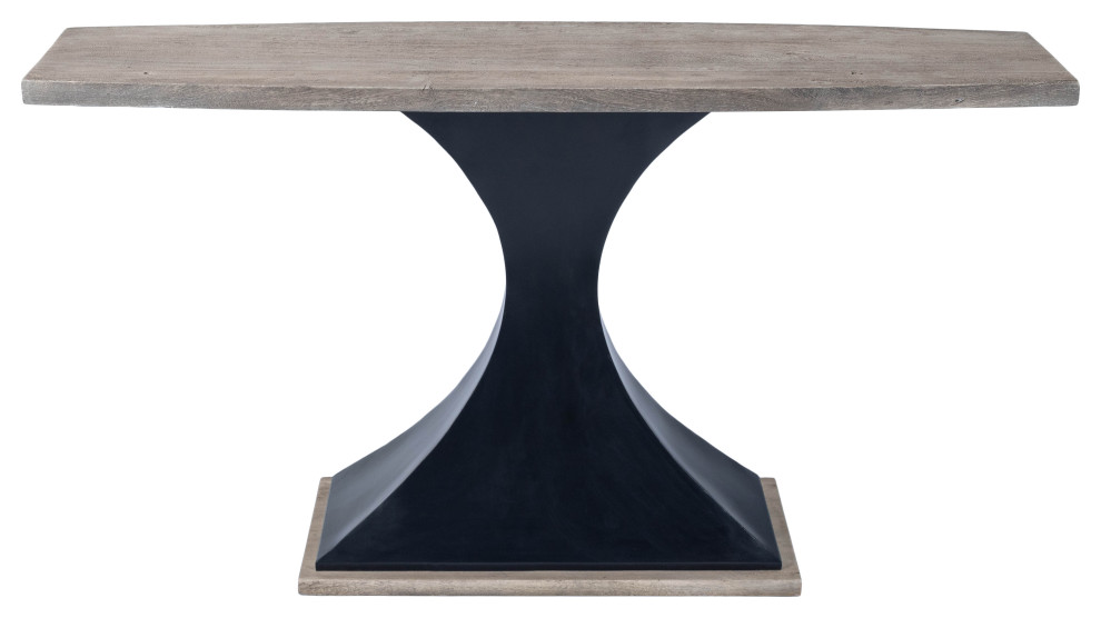 Butler Lidiya Gray Wood  ampMetal Console Table   Farmhouse   Console Tables   by HedgeApple  Houzz