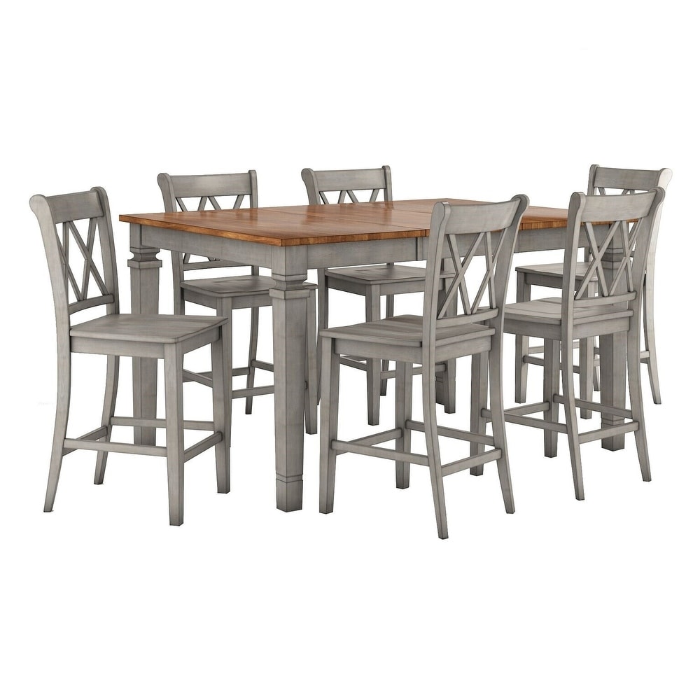 Elena Antique Grey Extendable Counter Height Dining Set   Double X Back by iNSPIRE Q Classic