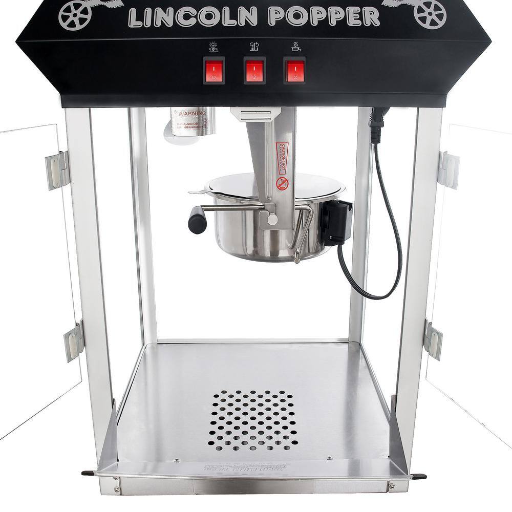 Great Northern Black Lincoln Countertop Popcorn Machine- Popper Makes 3 Gallons- 8-Ounce Kettle Old Maids Drawer Warming Tray  Scoop 576711HBJ