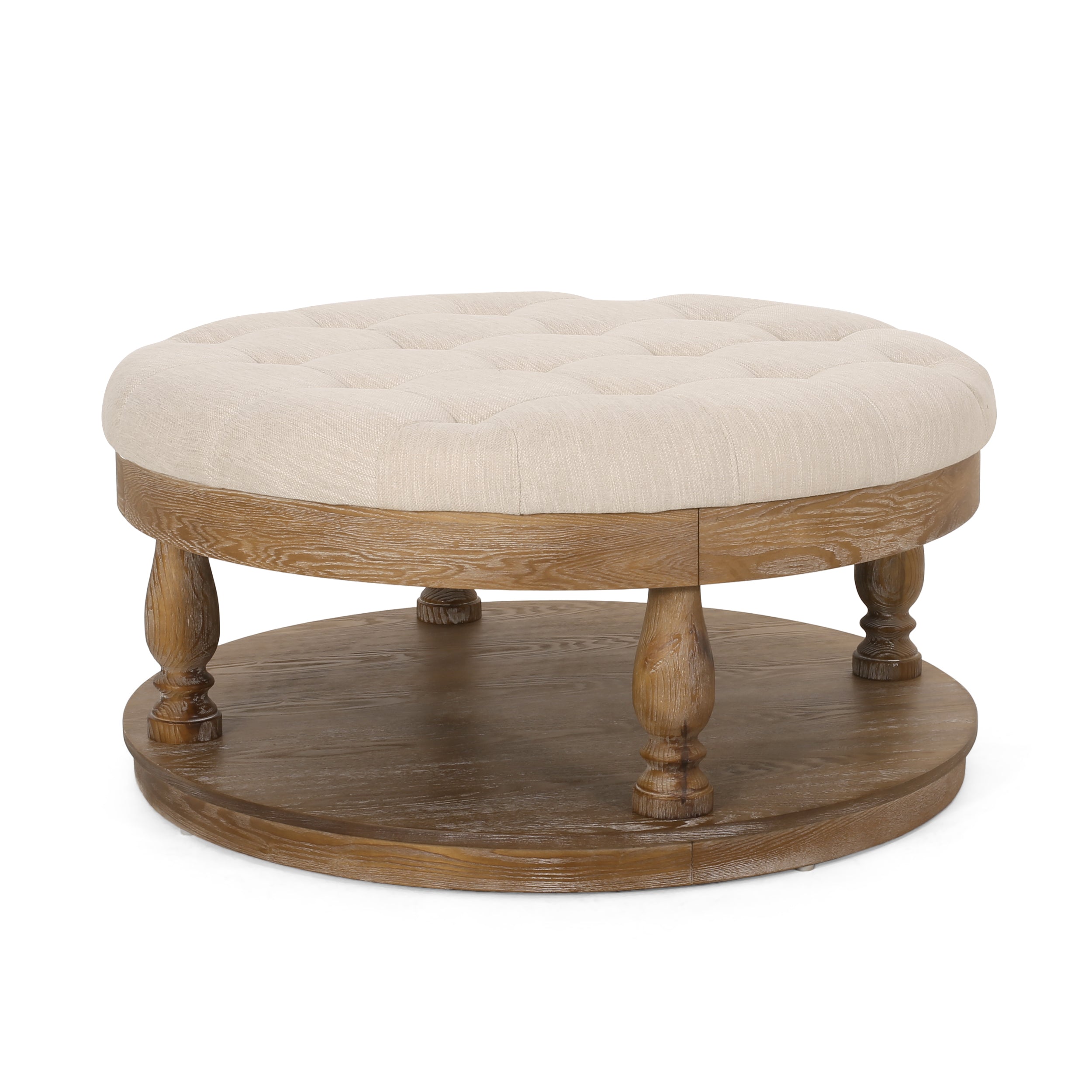 Andrue Contemporary Upholstered Round Ottoman