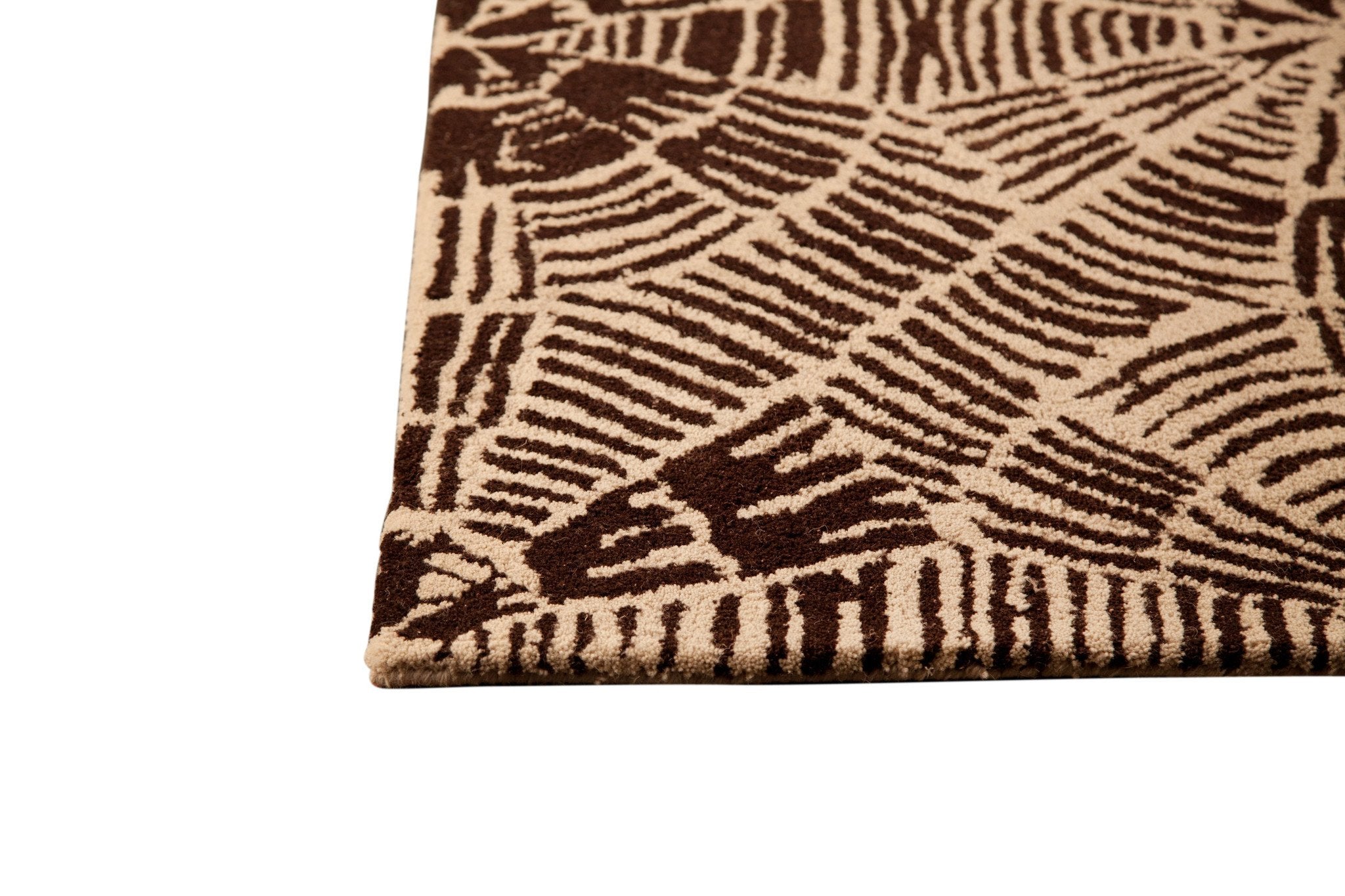 Labyrinth Collection Hand Tufted Wool Area Rug in Beige and Brown