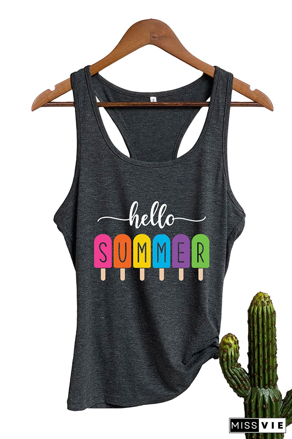 Hello Summer Graphic Tank Top Wholesale