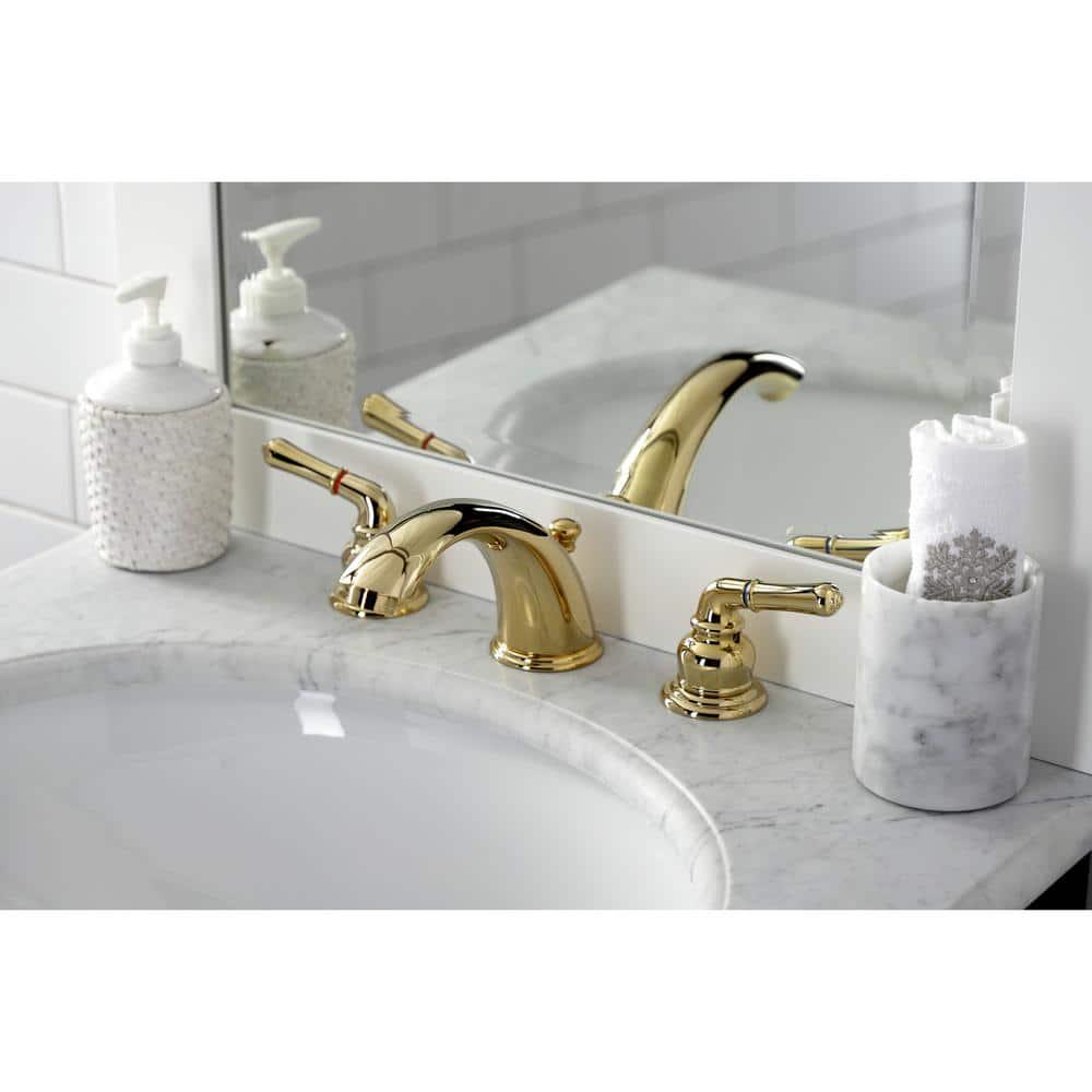 Kingston Brass Magellan 8 in Widespread 2Handle Bathroom Faucet in Polished Brass