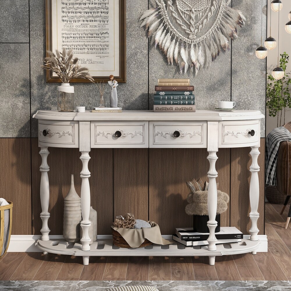 Console Table with 4 Drawers and 1 Shelf