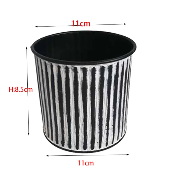 Metal Flower Planter Pot Galvanized Bucket Pots Plants Vase Rustic Buckets Vertical Stripe Canister