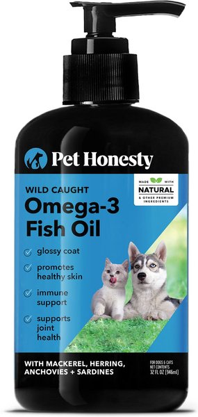 PetHonesty Omega-3 Fish Oil Immune， Joint and Skin and Coat Supplement for Dogs and Cats