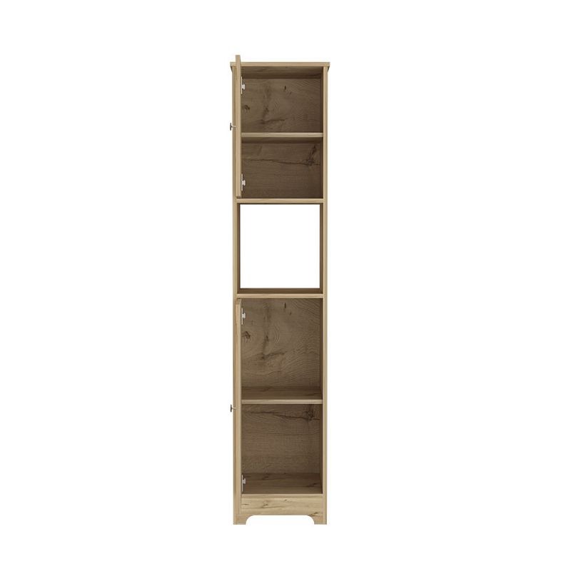 DEPOT E-SHOP Yaka Linen Double Door Cabinet， Four Interior Shelves， One Open Shelf， Light Oak