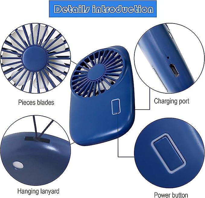 Handheld Mini Fan Powerful Small Personal Portable Fan Speed Adjustable Usb Rechargeable Cooling Kids Family Outdoor Travel Navy Blue