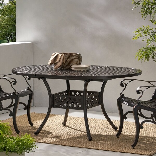 Outdoor Expandable Aluminum Dining Table，Hammered Bronze Finish