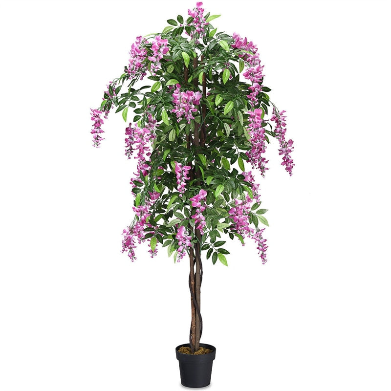 6FT Artificial Ficus Tree Fake Wisteria Tree Faux Plant for Indoor Outdoor Office Living Room D¨¦cor