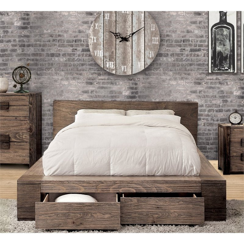 Furniture of America Elbert Wood Cal King Storage Bed in Brown