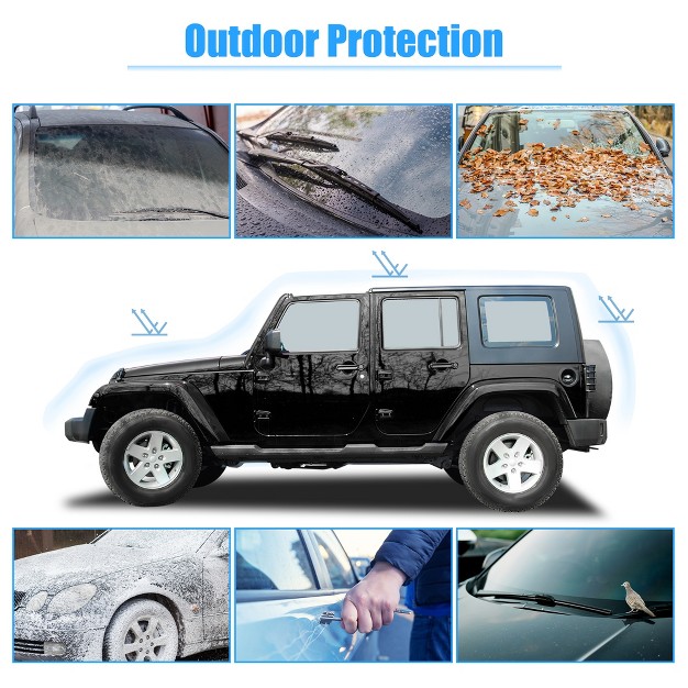 Unique Bargains Car Cover For Jeep Wrangler Jk Jl 4 Door 2007 2021 Outdoor Waterproof W Driver Door Zipper Black Blue 1 Pc