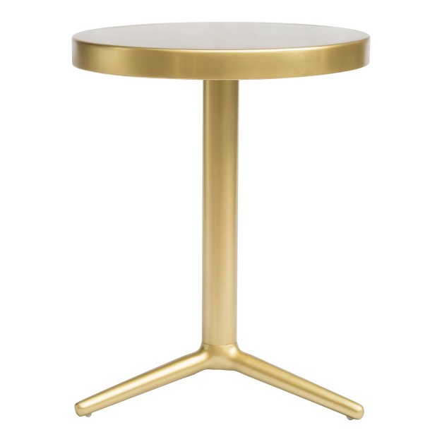 Modern Round Pedestal Accent Table Brass Zm Home