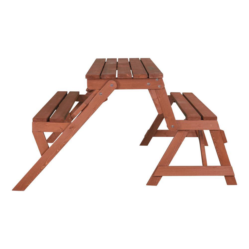 Leisure Season 55 in. x 58 in. x 30 in. Cedar Folding Picnic Patio Table and Bench FPTB7104