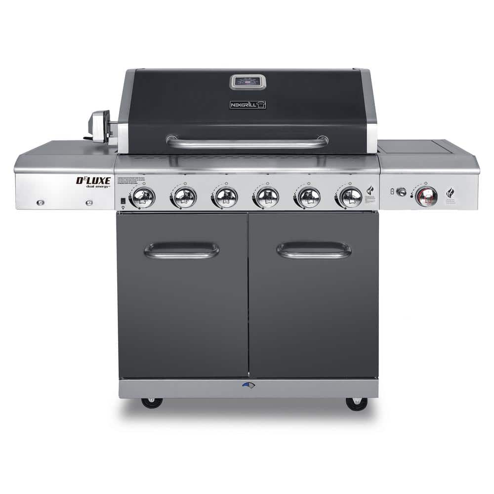 Nexgrill 720-0896B Deluxe 6-Burner Propane Gas Grill in Slate with Ceramic Searing Side Burner