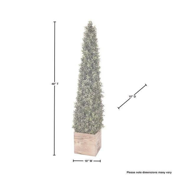 Topiary Flocked Boxwood Cone in Square Wood Planter 48