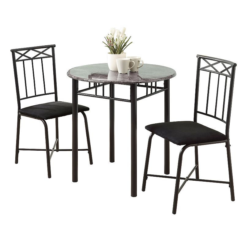 3-Piece Gray and Black Contemporary Rectangular Dining Table with Chairs 30