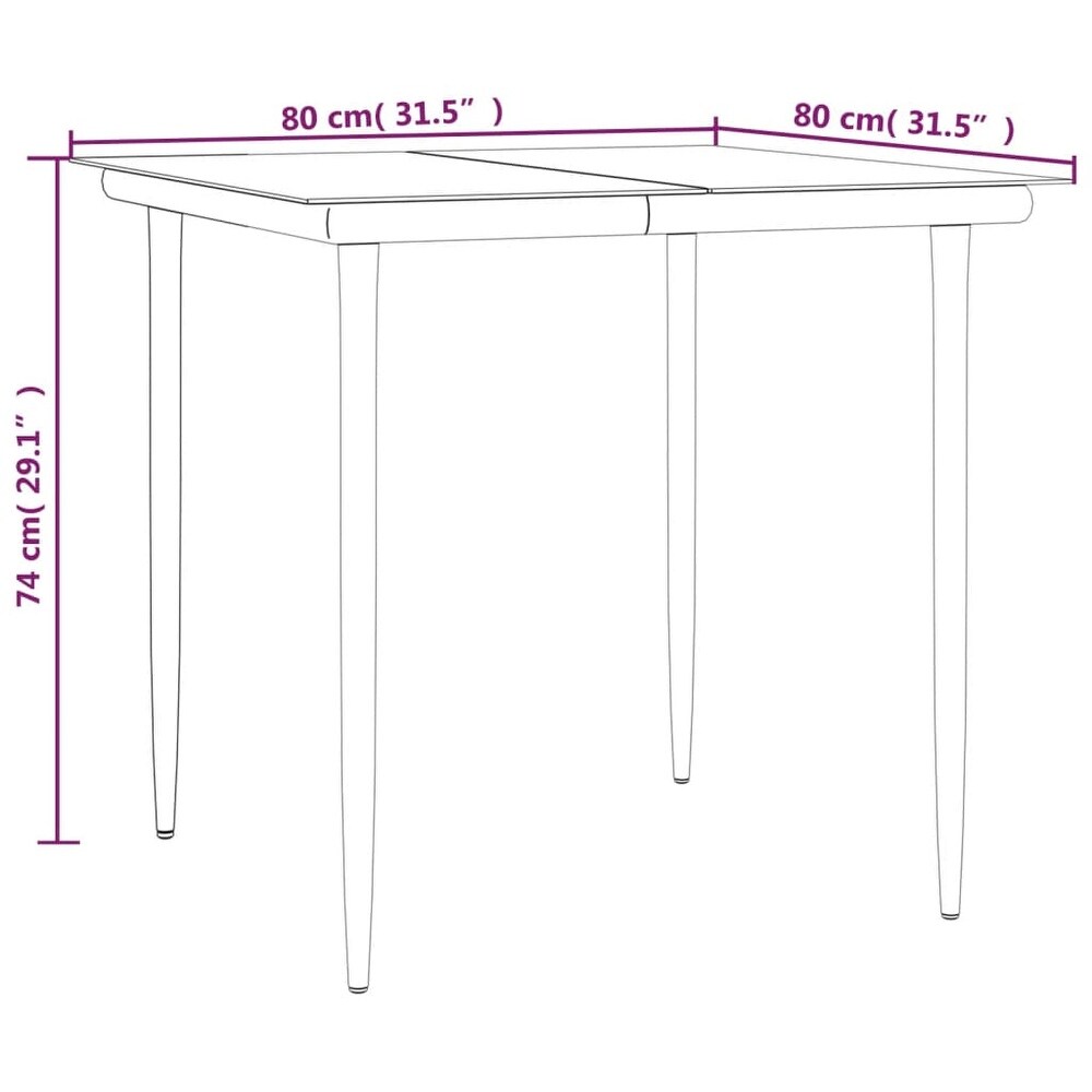 vidaXL Patio Dining Set Outdoor Table and Chair Black Steel and Textilene