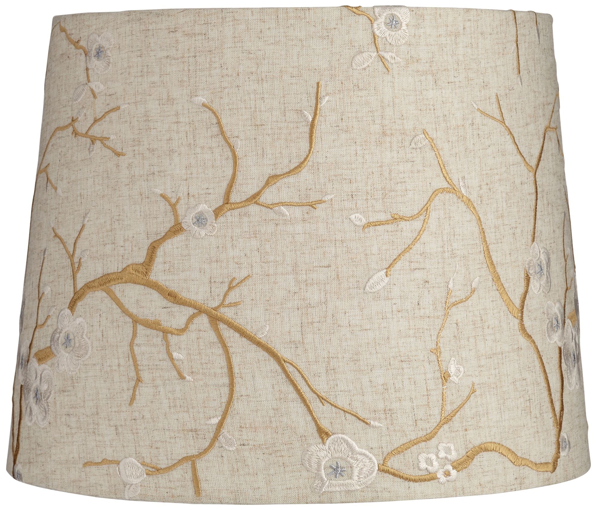 Springcrest Beige Plum Flower Embroidery Medium Drum Lamp Shade 12