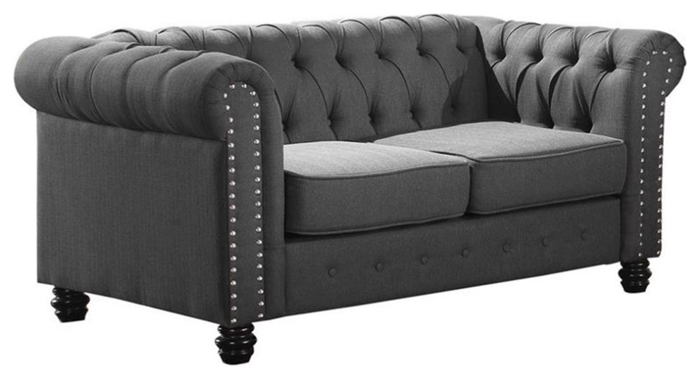 Best Master Venice Fabric Upholstered Living Room Loveseat in Beige   Traditional   Loveseats   by Homesquare  Houzz