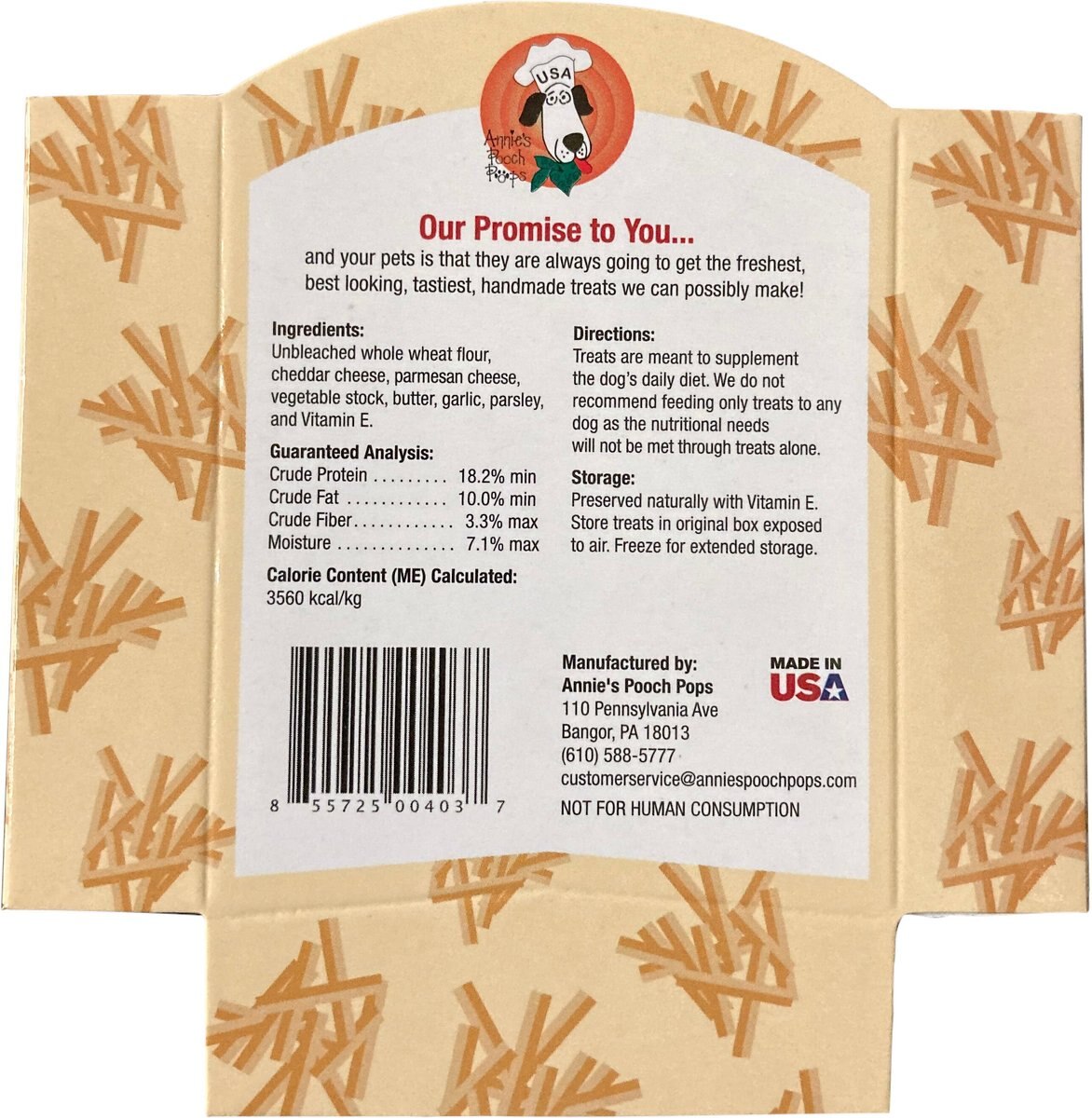 Annie's Pooch Pops Doggie Fries Dog Treats， 4.7-oz bag