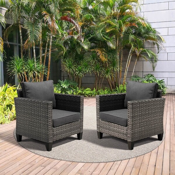 OVIOS 2piece Outdoor Highback Wicker Single Chairs