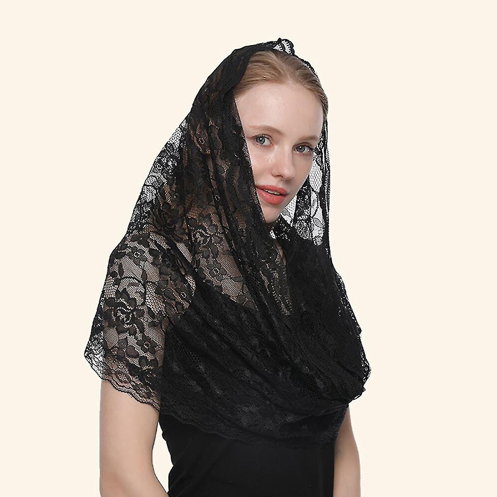 Mantilla Veils Catholic Headcovering Scarf Spanish Embroidered Shawl Chapel Veil