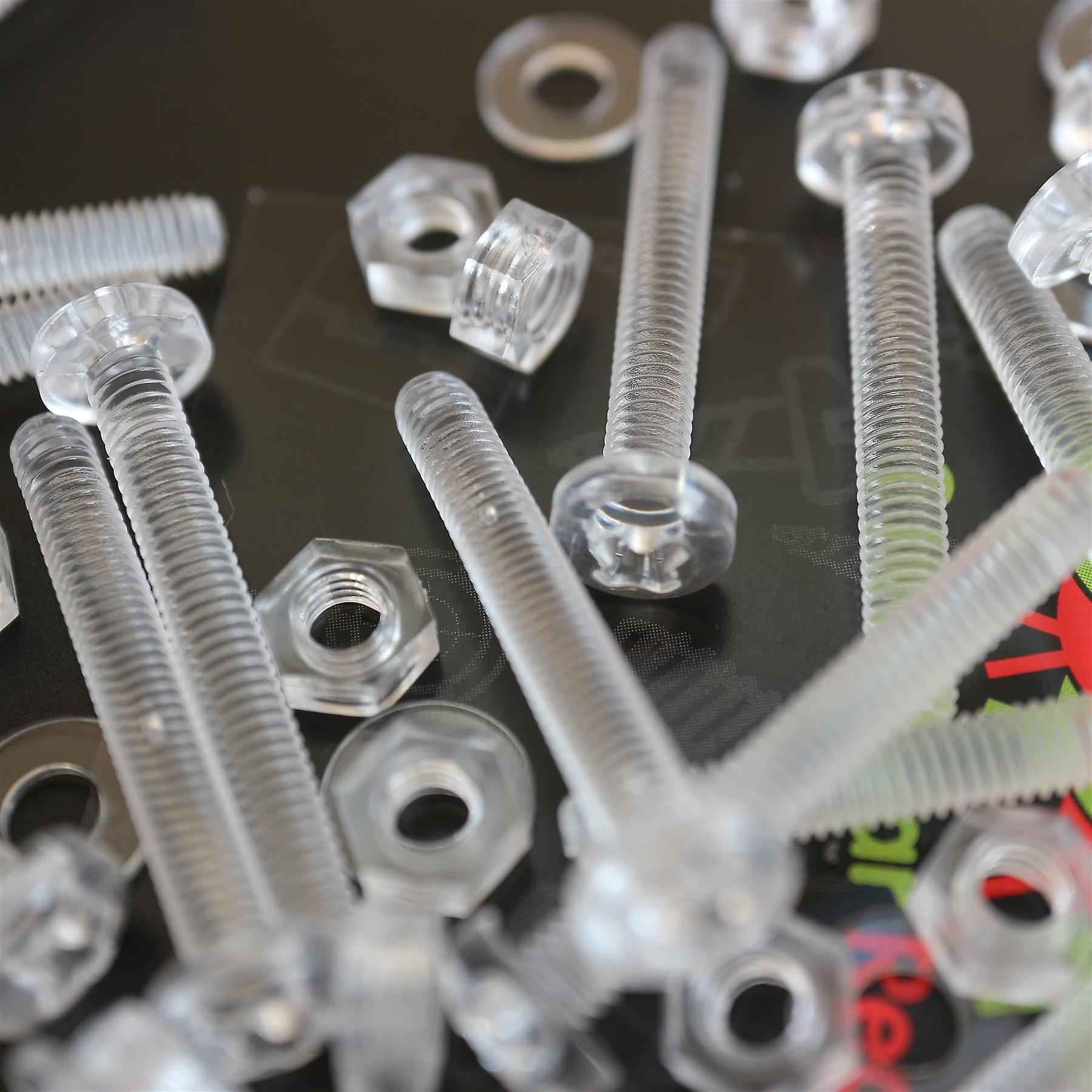 60x Clear Acrylic， Pan Head， M4 x 30mm， Plastic Bolts， Nuts and Washers - Screws