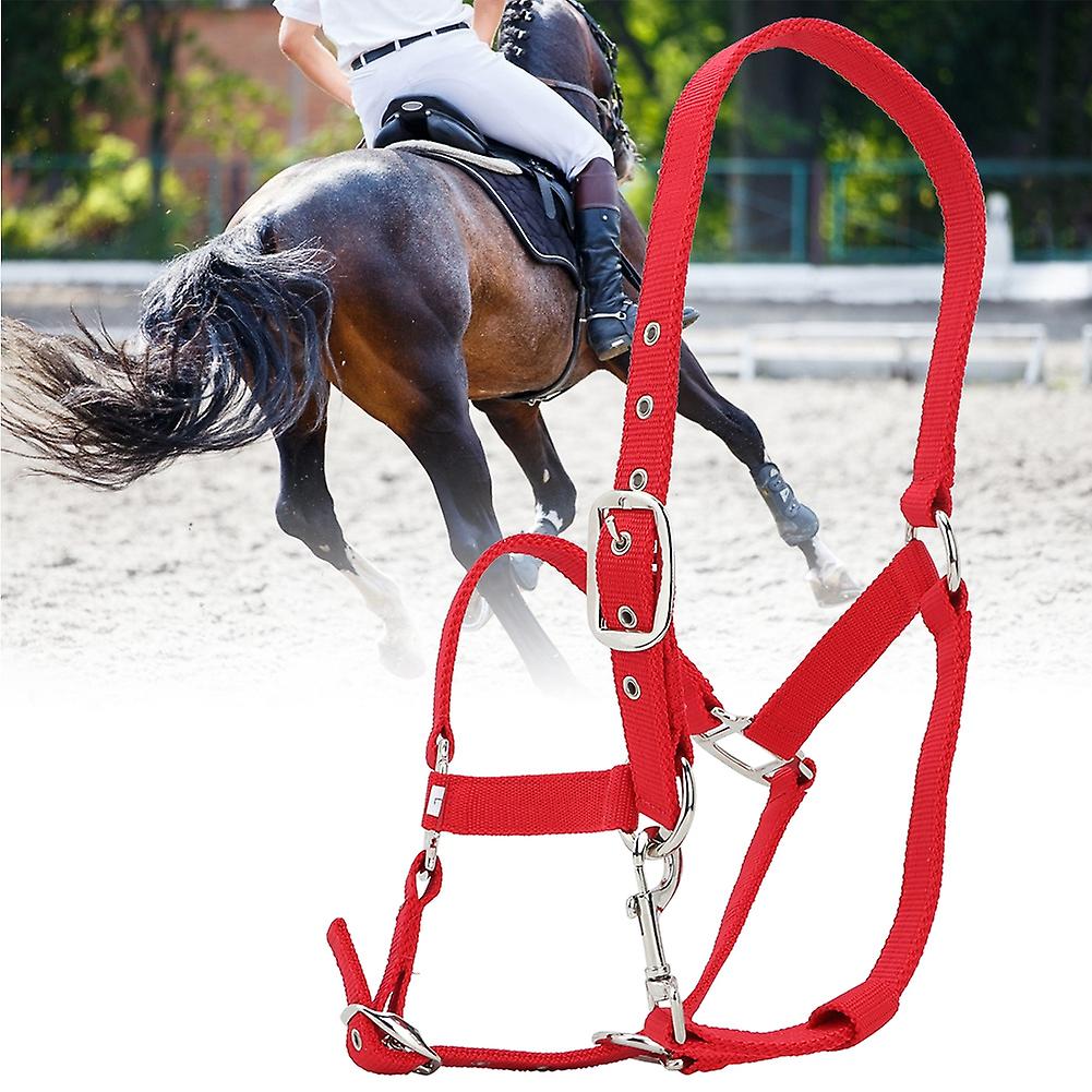 6mm Thickened Red Color Adjustable Horse Bridle Control Halter Riding Accessories