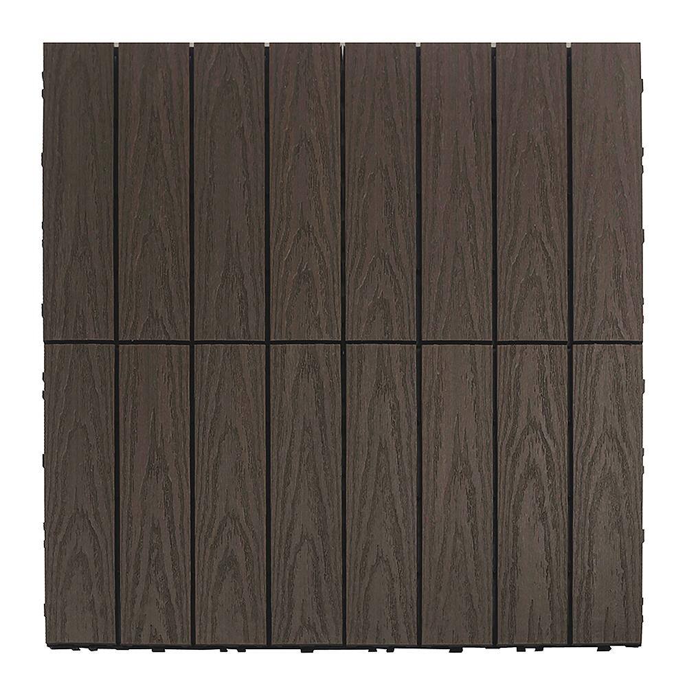 NewTechWood UltraShield Naturale 1 ft. x 1 ft. Quick Deck Outdoor Composite Deck Tile Sample in Spanish Walnut US-QD-ZX-WN-S