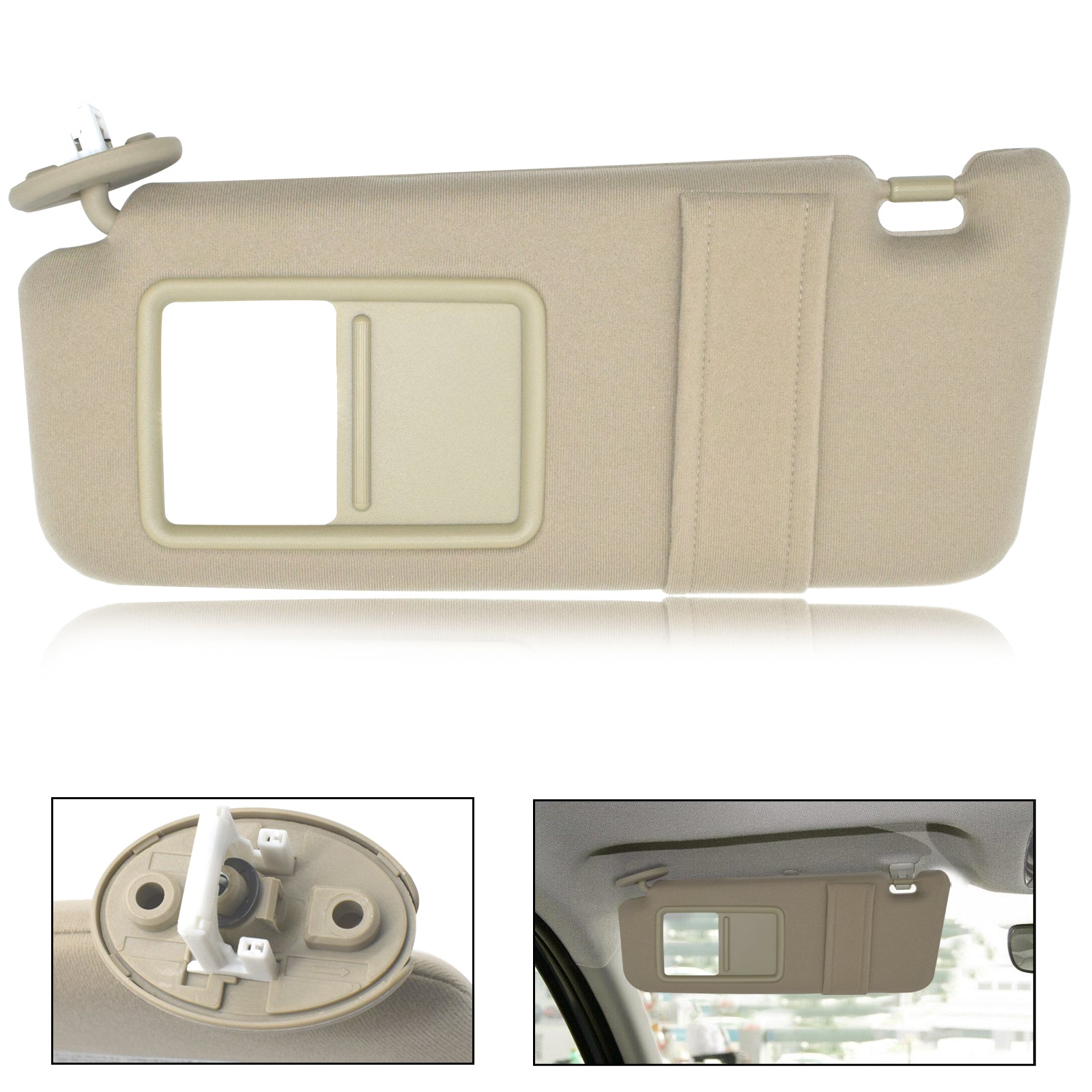 Beige Left Driver Side Sun Visor For Toyota Venza 2009-2016 With Sunroof  Ivory Mirror