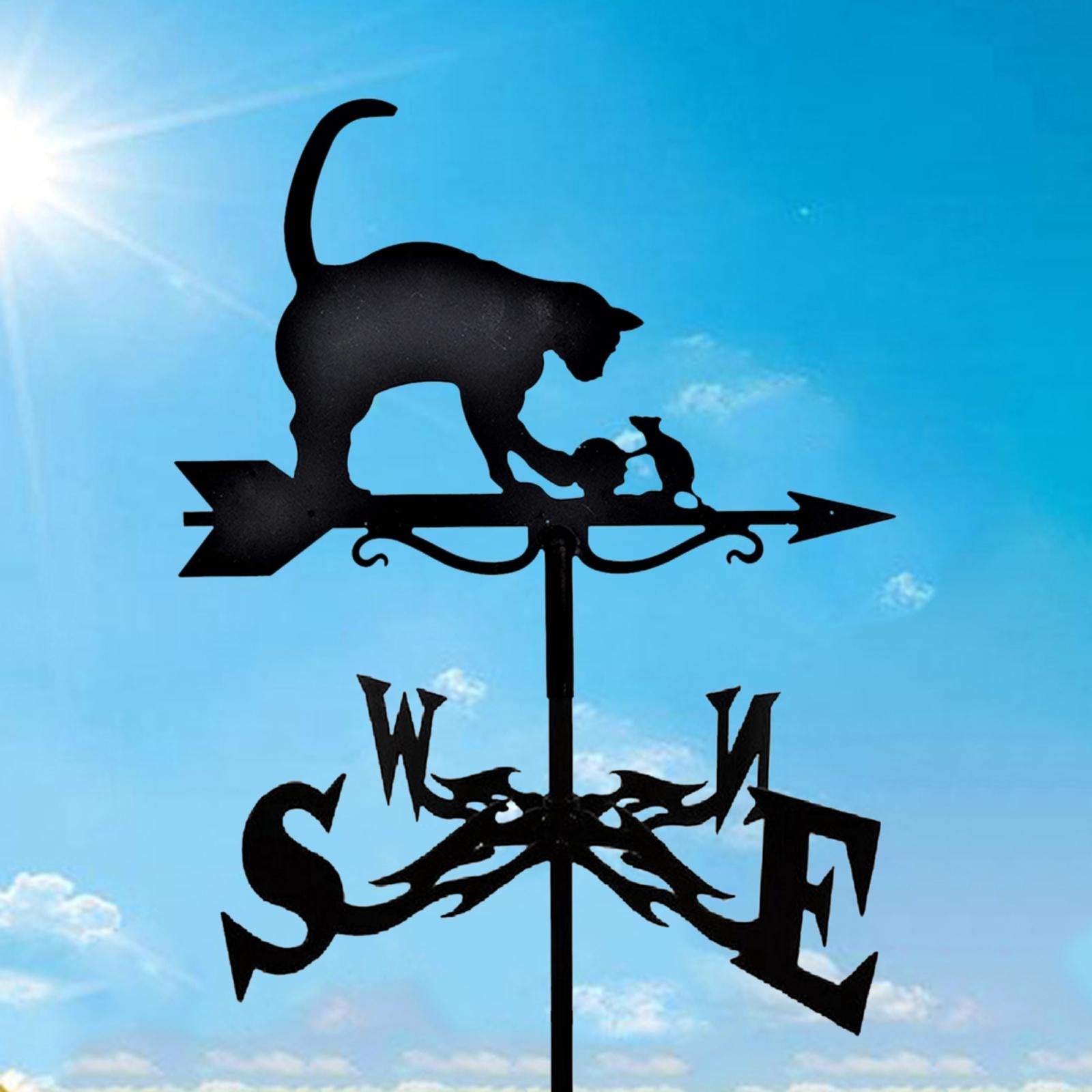 Metal Weathervane Roof Mount Classic Black Weather Vane Ornament for Garage Cupola and Rat