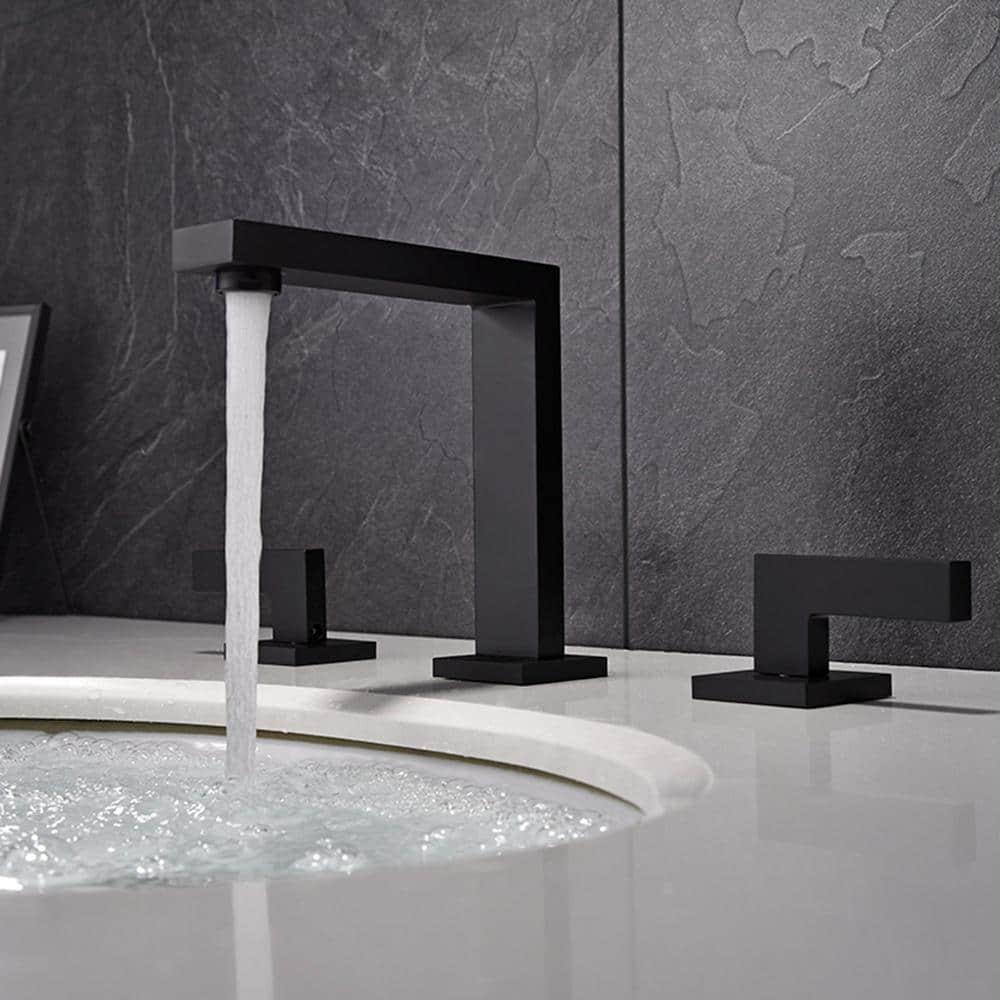 IHOMEadore 8 in Widespread 2Handle HighArc Bathroom Faucet in Matte Black