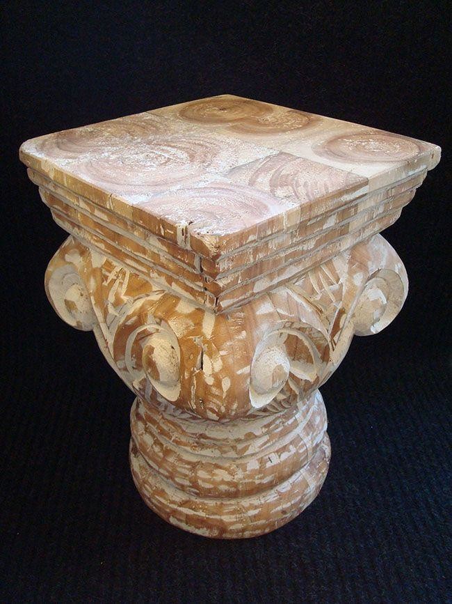 Solid Teak Hand Carved Capital Table   Traditional   Side Tables And End Tables   by McKinley Square Home  Houzz