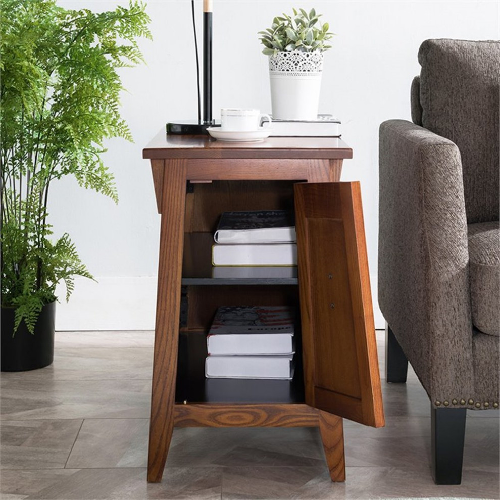 Catania Modern / Contemporary Mission Cabinet Wood End Table in Brown/Russet   Craftsman   Side Tables And End Tables   by Homesquare  Houzz