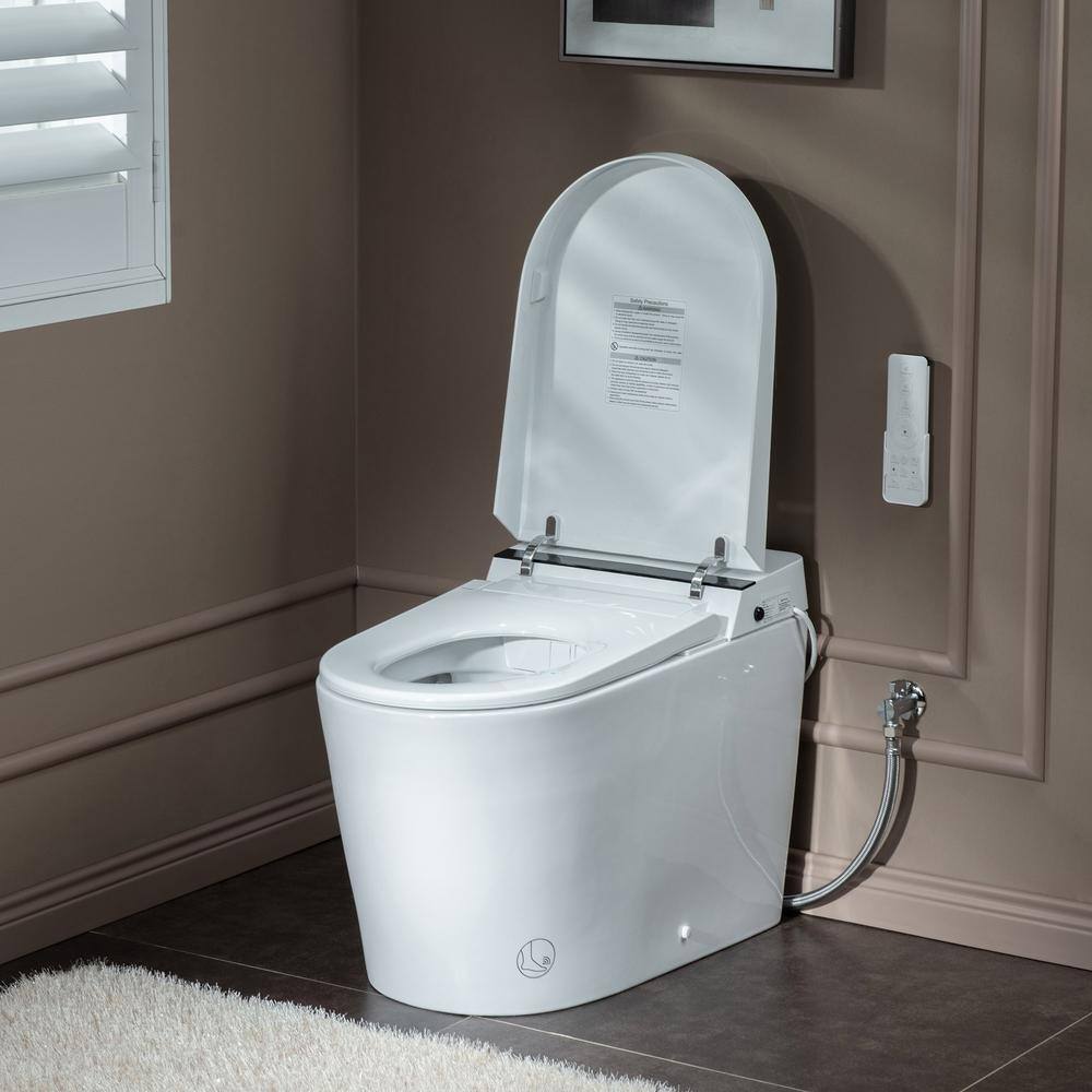 WOODBRIDGE Nutley Intelligent Comfort Height 1-Piece 1.0 GPF1.6 GPF Dual Flush Elongated Toilet in White Seat Included HB0990S