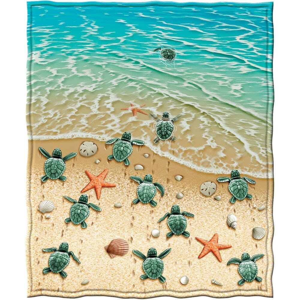 Turtles on the Beach Fleece Throw Blanket