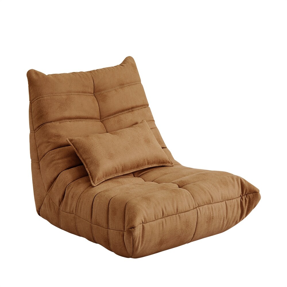 Soft Suede Lounge Chair Lazy Floor Sofa Accent Bean Bag Couch for Living Room Chair