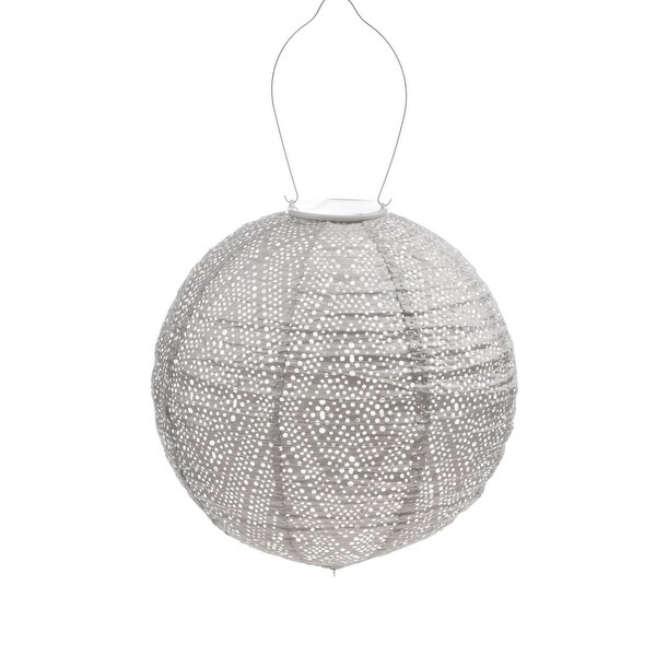 Round LED Lighted Ikat Lantern